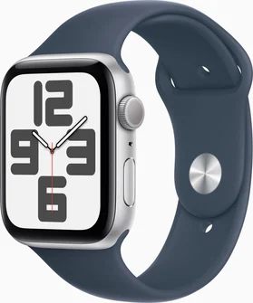 Apple Watch SE (2022) (GPS) 44mm silver with sport wristlet S/M sturmblau