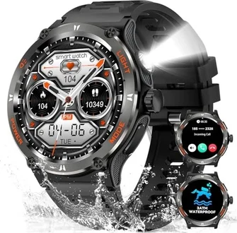Marsyu Smartwatch men military 1.53" black