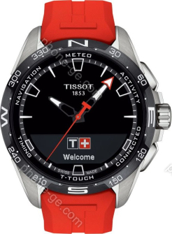 Tissot T-Touch Connect solar black/silver with rubber bracelet red 