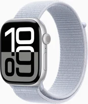 Apple Watch Series 10 (GPS + cellular) 46mm aluminium silver with Sports Loop blue cloud