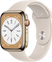 Apple Watch Series 8 (GPS + cellular) 45mm stainless steel gold with sport wristlet Polarstern