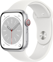 Apple Watch Series 8 (GPS + cellular) 45mm aluminium silver with sport wristlet white 