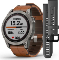 Garmin Fenix 7 Sapphire solar titanium/chestnut leather 