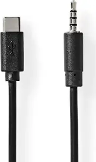 Nedis USB-C adapter USB 2.0 USB-C plug/3.5mm plug nickel-plated 1.00m black