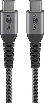 Wentronic USB-C to USB-C textile cable with metal plugn 0.5m grey/silver