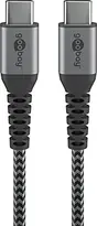 Wentronic USB-C to USB-C textile cable with metal plugn 0.5m grey/silver