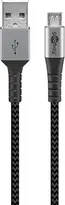 Wentronic micro USB-B/USB-A textile cable with metal plugn 0.5m grey/silver