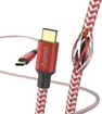 Hama charging cable reflective USB-C/USB-C 1.5m nylon red