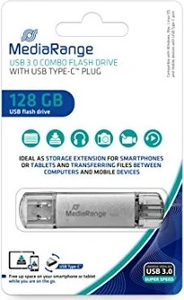 MediaRange Kombo-Speicherstick 128GB, USB-A 3.0/USB-C 3.0