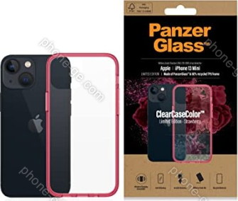 PanzerGlass clear case colour AntiBacterial for Apple iPhone 13 mini Strawberry Limited Edition 
