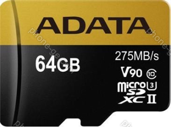 ADATA Premier ONE R275/W155 microSDXC 64GB Kit, UHS-II U3, Class 10