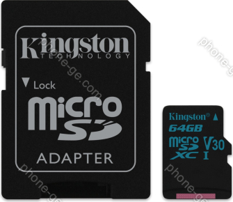 Kingston Canvas Go! R90/W45 microSDXC 64GB Kit, UHS-I U3, Class 10