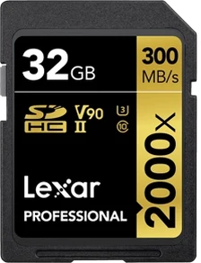 Lexar Professional 2000x Gold Series R300/W260 SDHC 32GB, UHS-II U3, Class 10