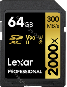 Lexar Professional 2000x Gold Series R300/W260 SDXC 64GB, UHS-II U3, Class 10