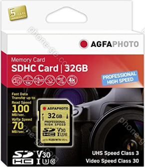 Lupus Imaging AgfaPhoto Prof. High Speed Gold R100/W70 SDHC 32GB, UHS-I U3, Class 10