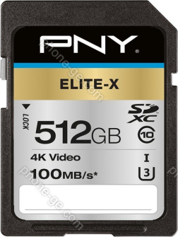 PNY Elite-X R100 SDXC 512GB, UHS-I U3, Class 10