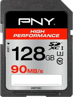 PNY High Performance R90/W20 SDXC 128GB, UHS-I U3, Class 10