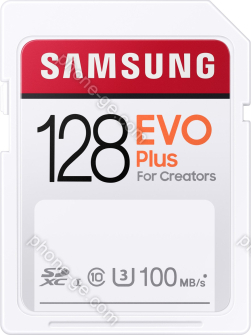 Samsung EVO Plus for Creators R100 SDXC 128GB, UHS-I U3, Class 10