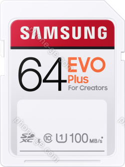 Samsung EVO Plus for Creators R100 SDXC 64GB, UHS-I U1, Class 10