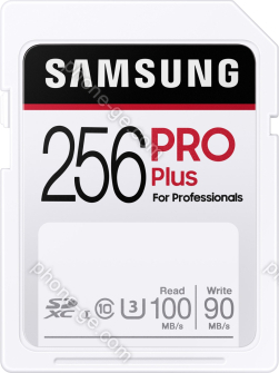 Samsung PRO Plus for Professionals R100/W90 SDXC 256GB, UHS-I U3, Class 10