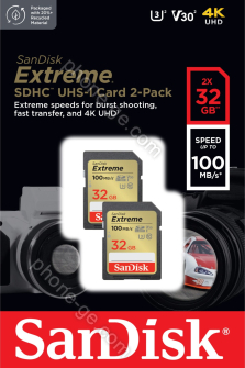 SanDisk Extreme R100/W60 SDHC 32GB, UHS-I U3, Class 10, 2er-Pack
