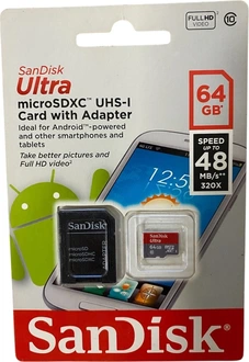 SanDisk Ultra R48 microSDXC 64GB Kit, UHS-I, Class 10