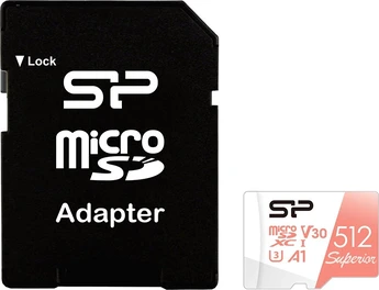 Silicon Power Superior R100/W80 microSDXC 512GB Kit, UHS-I U3, A1, Class 10