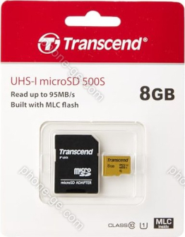 Transcend 500S R95/W25 microSDHC 8GB Kit, UHS-I U1, Class 10