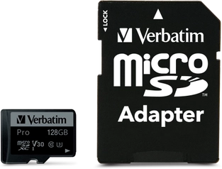 Verbatim Pro U3 R90/W45 microSDXC 128GB Kit, UHS-I U3, Class 10