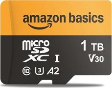 AmazonBasics High Speed R200/W150 microSDXC 1TB Kit, UHS-I U3, A2, Class 10