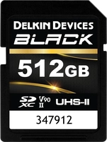 Delkin Black R300/W250 SDXC 512GB, UHS-II U3, Class 10
