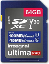 Integral High Speed R100/W45 SDXC 64GB, UHS-I U3, Class 10