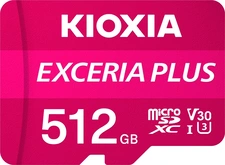 KIOXIA EXCERIA PLUS R100/W85 microSDXC 512GB Kit, UHS-I U3, A1, Class 10