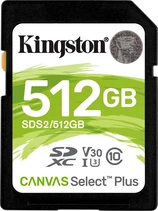 Kingston Canvas Select Plus Gen3 R100/W85 SDXC 512GB, UHS-I U3, Class 10
