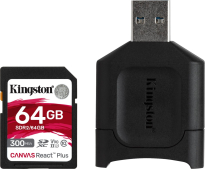 Kingston Canvas React Plus R300/W260 SDXC 64GB Kit, UHS-II U3, Class 10