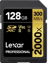Lexar Professional 2000x Gold Series R300/W260 SDXC 128GB, UHS-II U3, Class 10