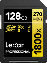 Lexar Professional 1800x Gold Series R270/W180 SDXC 128GB, UHS-II U3, Class 10