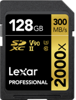 Lexar Professional 2000x Gold Series R300/W260 SDXC 128GB, UHS-II U3, Class 10