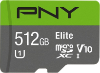 PNY Elite R90 microSDXC 512GB Kit, UHS-I U1, Class 10