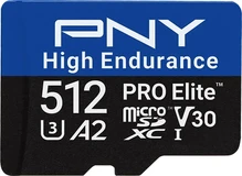PNY Pro Elite High Endurance R100/W90 microSDXC 512GB Kit, UHS-I U3, A2, Class 10