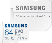 Samsung EVO Plus 2021 R130 microSDXC 64GB Kit, UHS-I U1, A1, Class 10