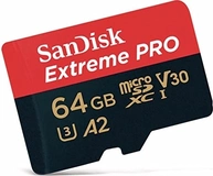 SanDisk Extreme PRO R170/W90 microSDXC 64GB Kit, UHS-I U3, A2, Class 10