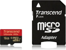 Transcend Ultimate R90/W45 microSDHC 16GB Kit, UHS-I, Class 10