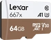 Lexar Professional 667x R100/W90 microSDXC 64GB Kit, UHS-I U3, A1, Class 10