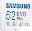 Samsung EVO Plus 2021 R130 microSDXC 512GB Kit, UHS-I U3, A2, Class 10