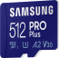 Samsung PRO Plus R160/W120 microSDXC 512GB USB-Kit, UHS-I U3, A2, Class 10