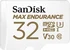 SanDisk Max Endurance R100/W40 microSDHC 32GB Kit, UHS-I U3, Class 10
