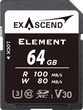 Exascend Element R100/W80 SDXC 64GB, UHS-I U3, Class 10