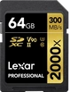 Lexar Professional 2000x Gold Series R300/W260 SDXC 64GB, UHS-II U3, Class 10