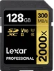 Lexar Professional 2000x Gold Series R300/W260 SDXC 128GB, UHS-II U3, Class 10
